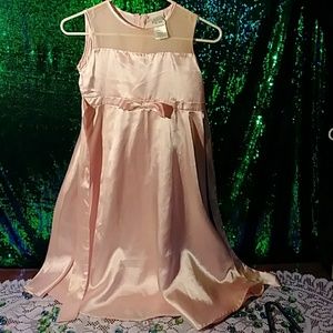 Pink satin little girls special occasion dress